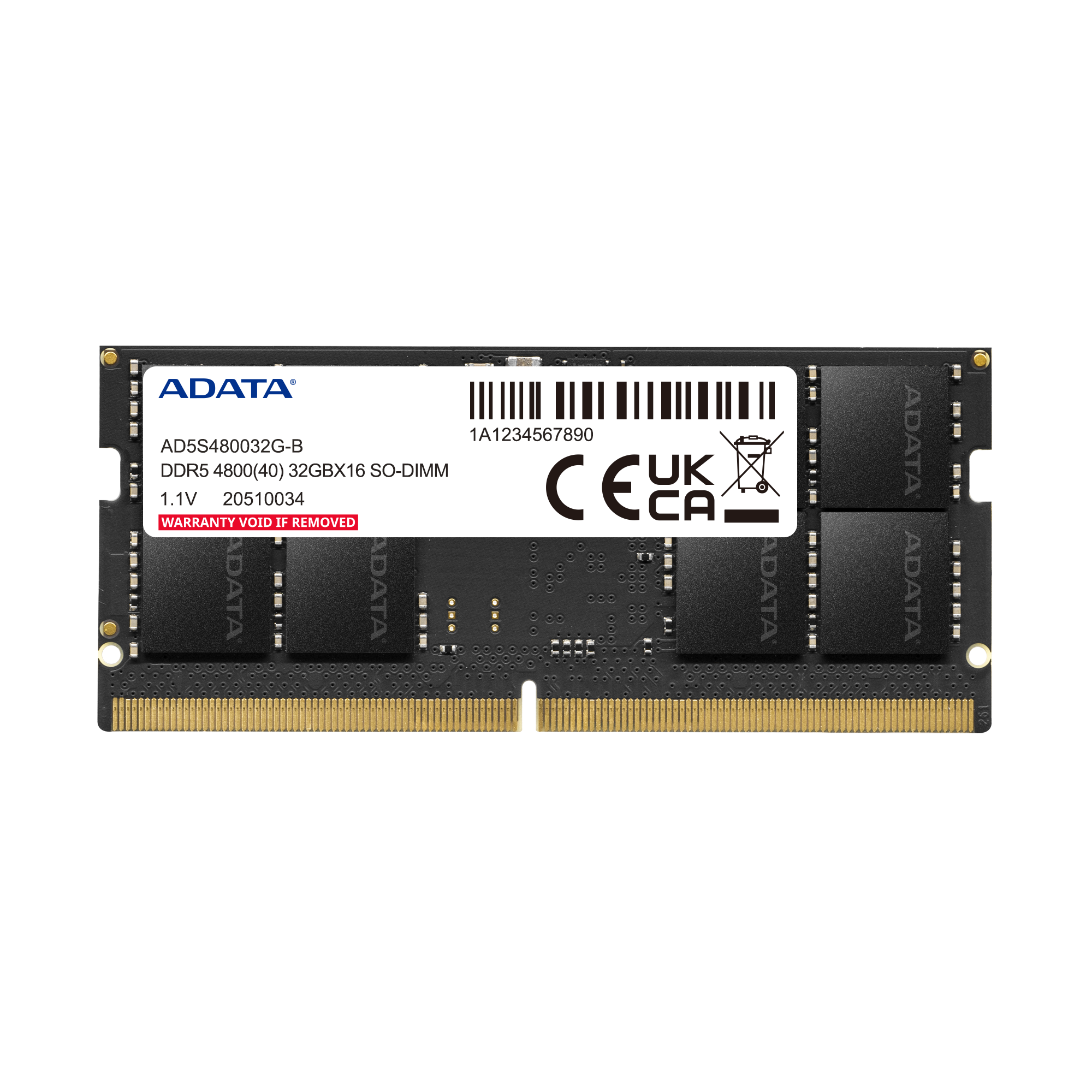 ADATA 32GB DDR5 4800MHZ CL46 NOTEBOOK RAM VALUE AD5S480032G-B