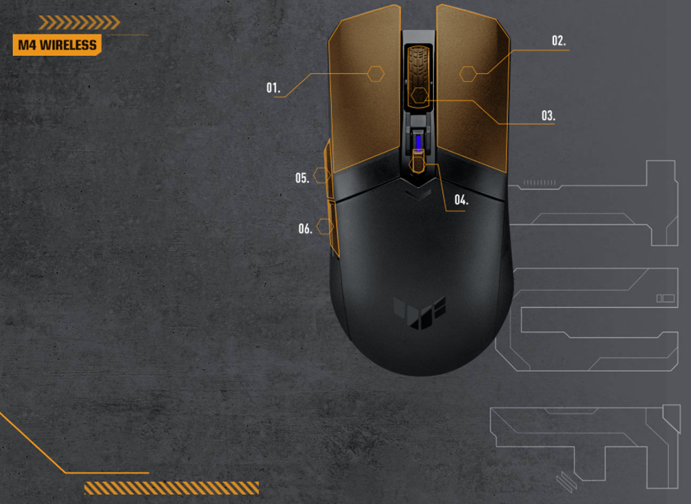 ASUS TUF Gaming M4 Wireless P306 90MP02F0-BMUA00 12000 DPI Kablosuz Gaming Mouse Siyah
