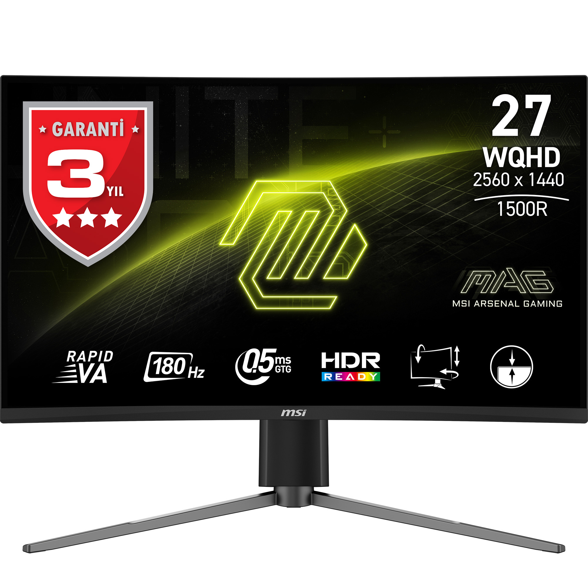 MSI 27" VA MAG 27CQ6PF 0.5MS 200HZ HDMI-DP Gaming Monitör 2560x1440