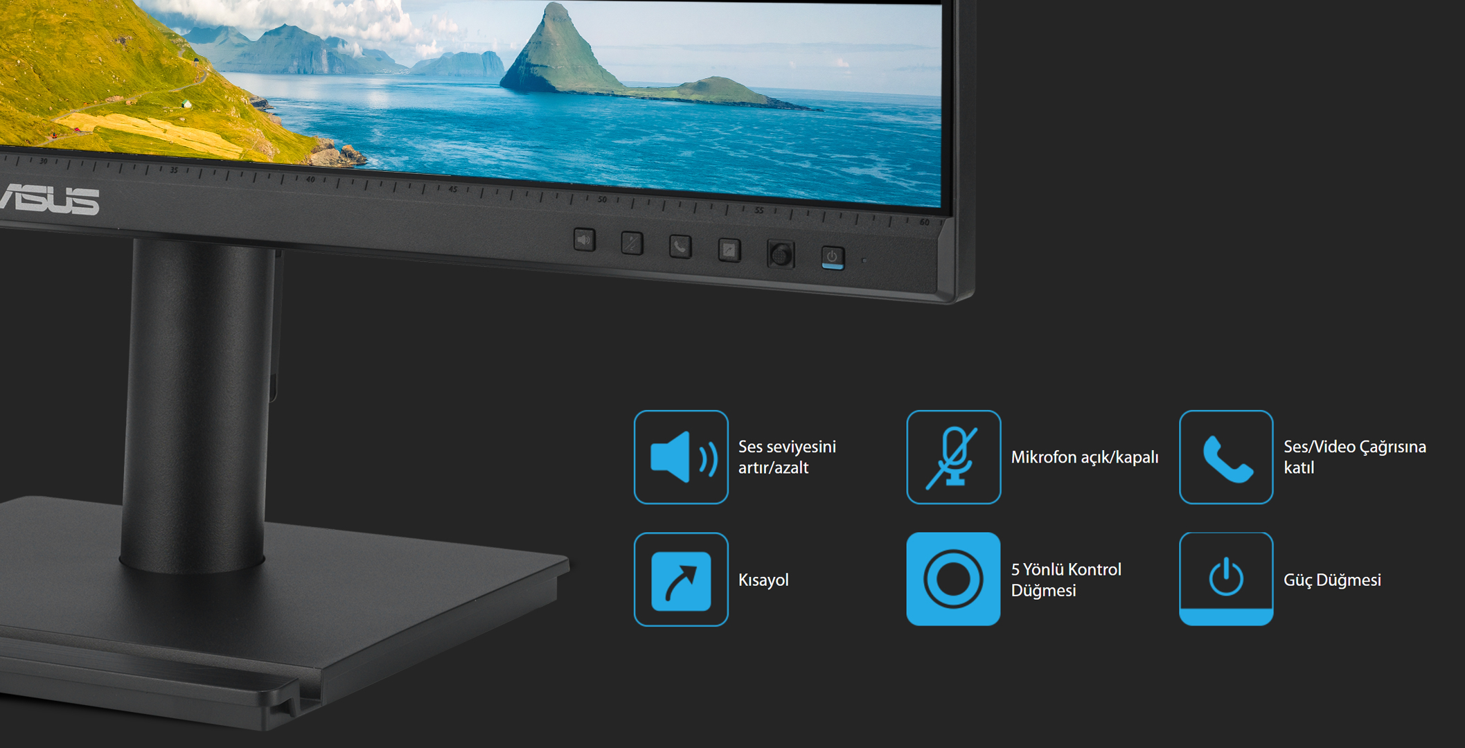 ASUS 23.8" IPS BE249QFK 5MS 100HZ HDMI-DP Web Kameralı Pivot Kurumsal Monitör 1920x1080