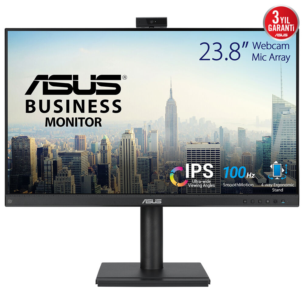ASUS 23.8" IPS BE249QFK 5MS 100HZ HDMI-DP Web Kameralı Pivot Kurumsal Monitör 1920x1080