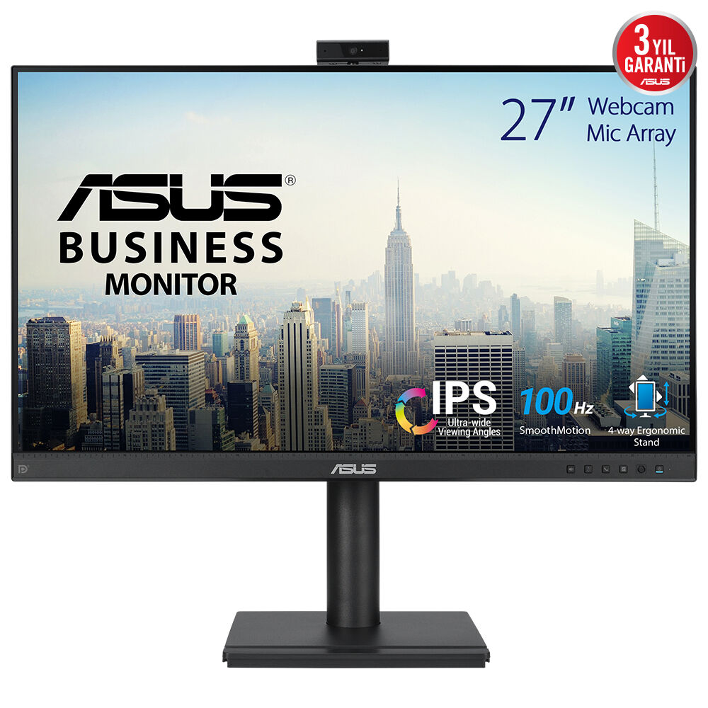 ASUS 27" IPS BE279QFK 5MS 100HZ HDMI-DP Web Kameralı Pivot Kuramsal Monitör 1920x1200