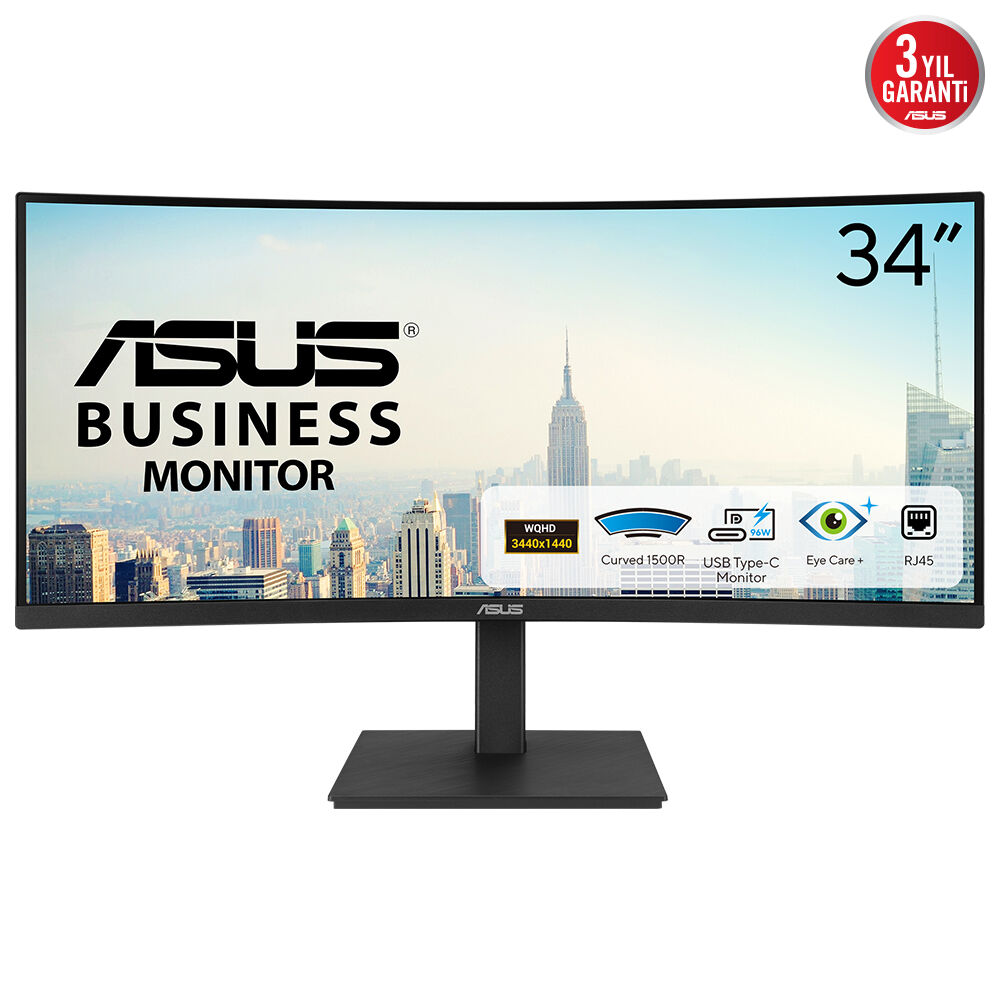 ASUS 34" VA VA34VCPSR 4MS 100HZ HDMI-DP TYPEC Kavisli Docking Monitör 3440x1440