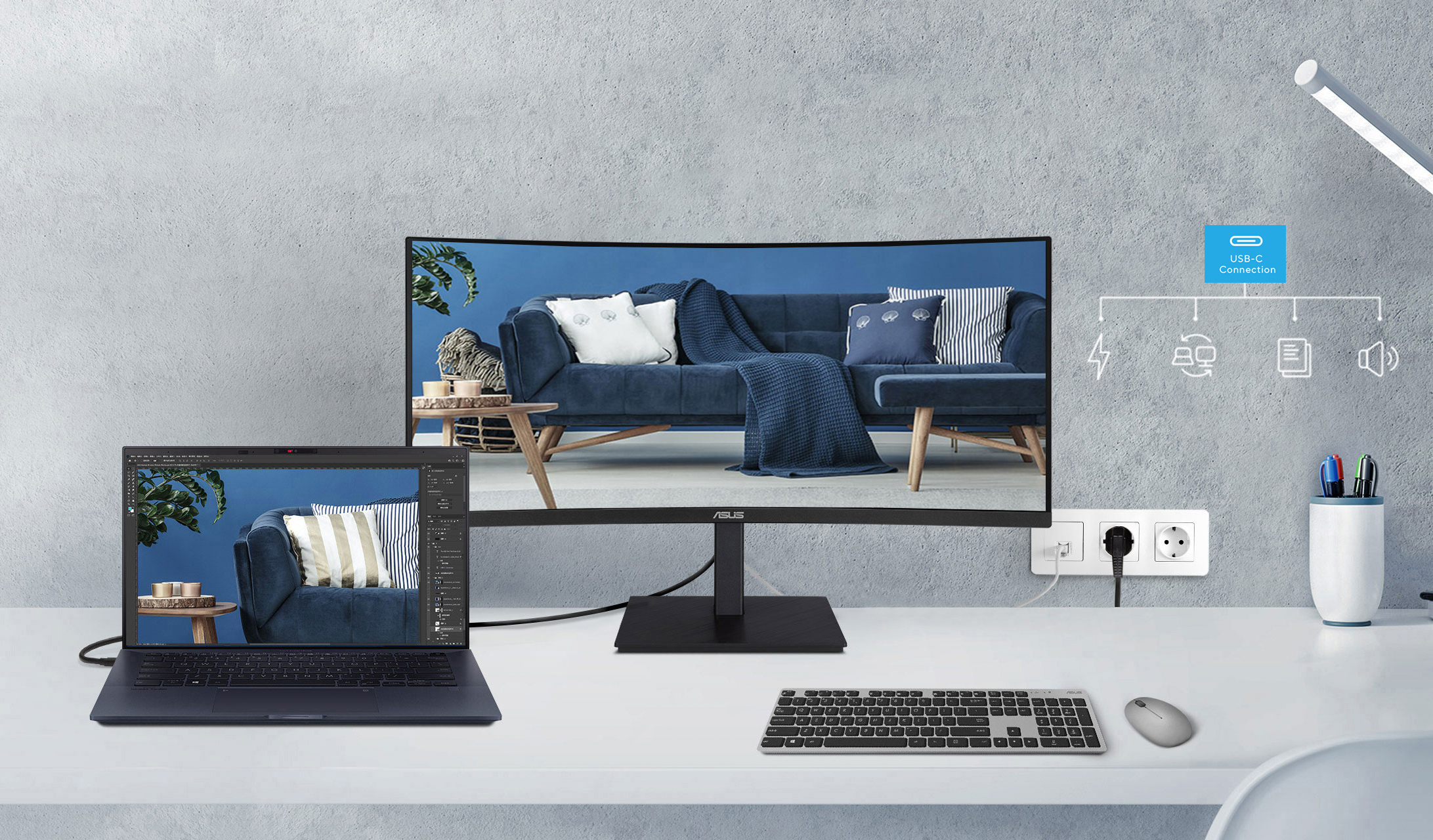 ASUS 34" VA VA34VCPSR 4MS 100HZ HDMI-DP TYPEC Kavisli Docking Monitör 3440x1440