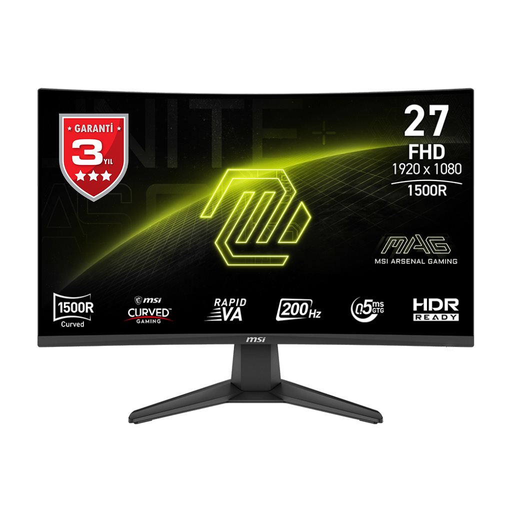 MSI 27" RAPID VA MAG 276CF E20 0.5MS 200HZ HDMI-DP Kavisli Gaming Monitör 1920x1080
