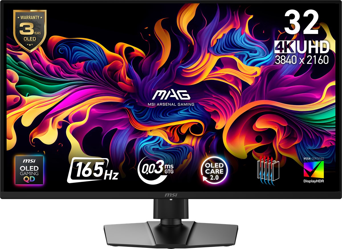 MSI 31.5" OLED MAG 322UP QD-OLED E16 0.03MS 165HZ HDMI-DP Gaming Monitör 3840x2160