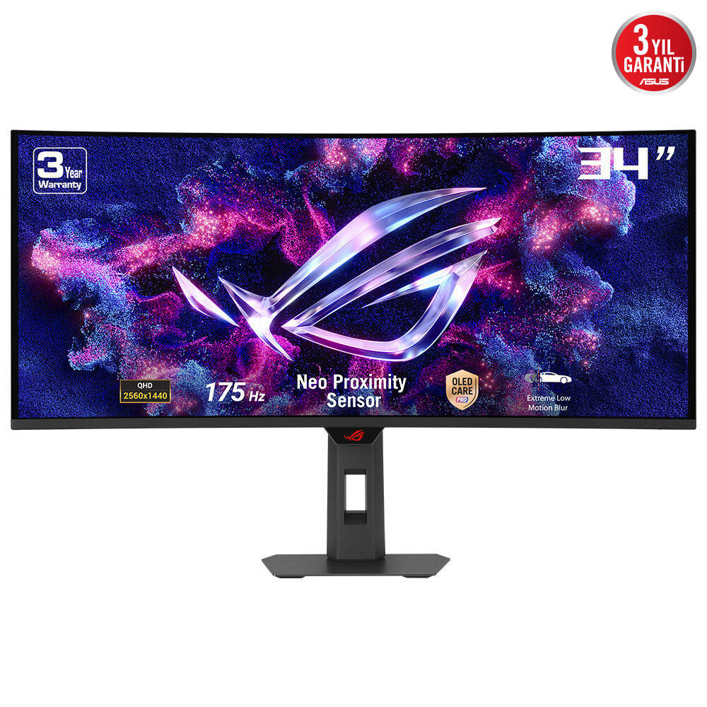 ASUS 34" OLED ROG STRIX XG34WCDG 0.03MS 175HZ HDMI-DP TYPEC Kavisli Gaming Monitör 3840x1440