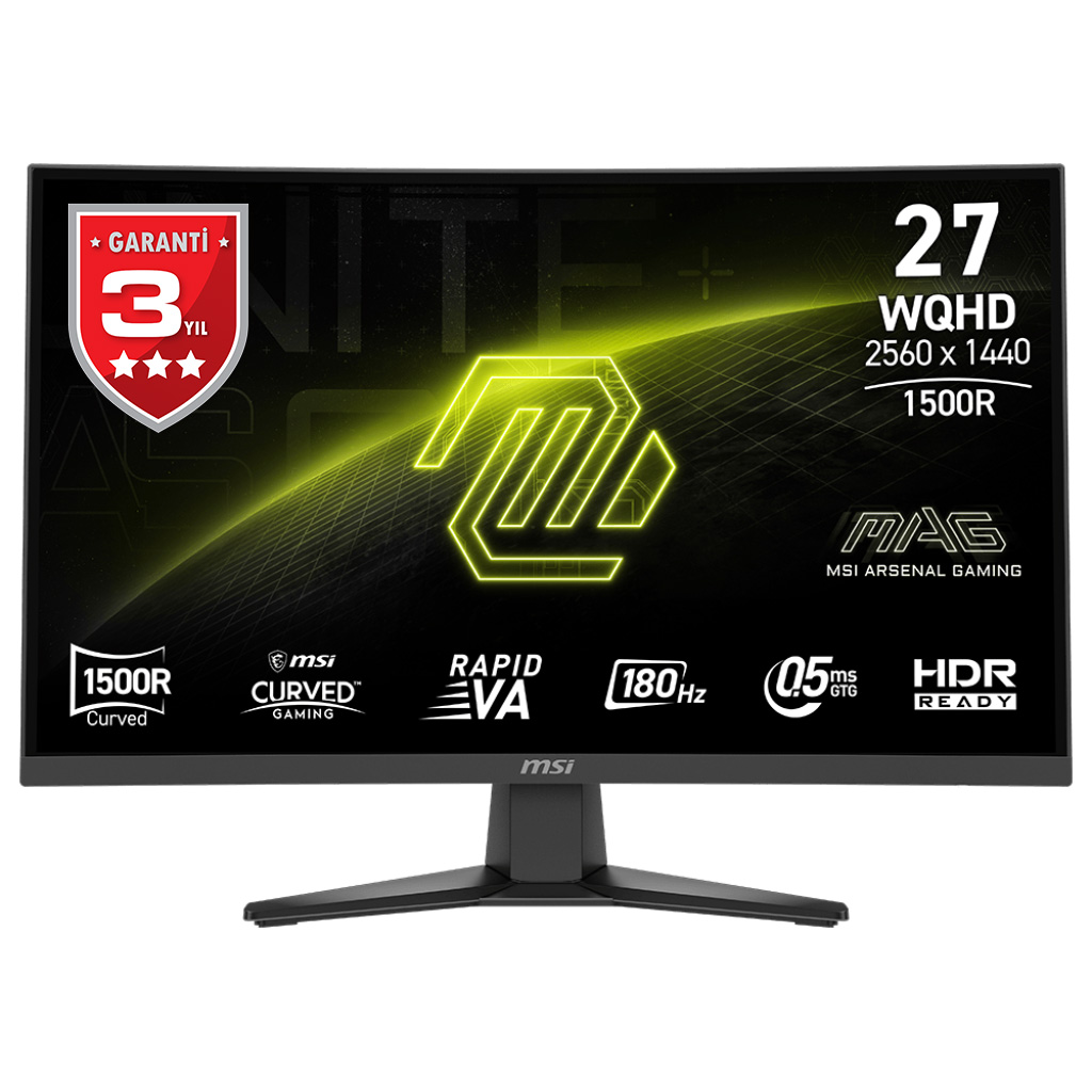 MSI 27" MAG 275CQF E18 0.5MS 180HZ HDMI-DP Kavisli Gaming Monitör 2560x1440