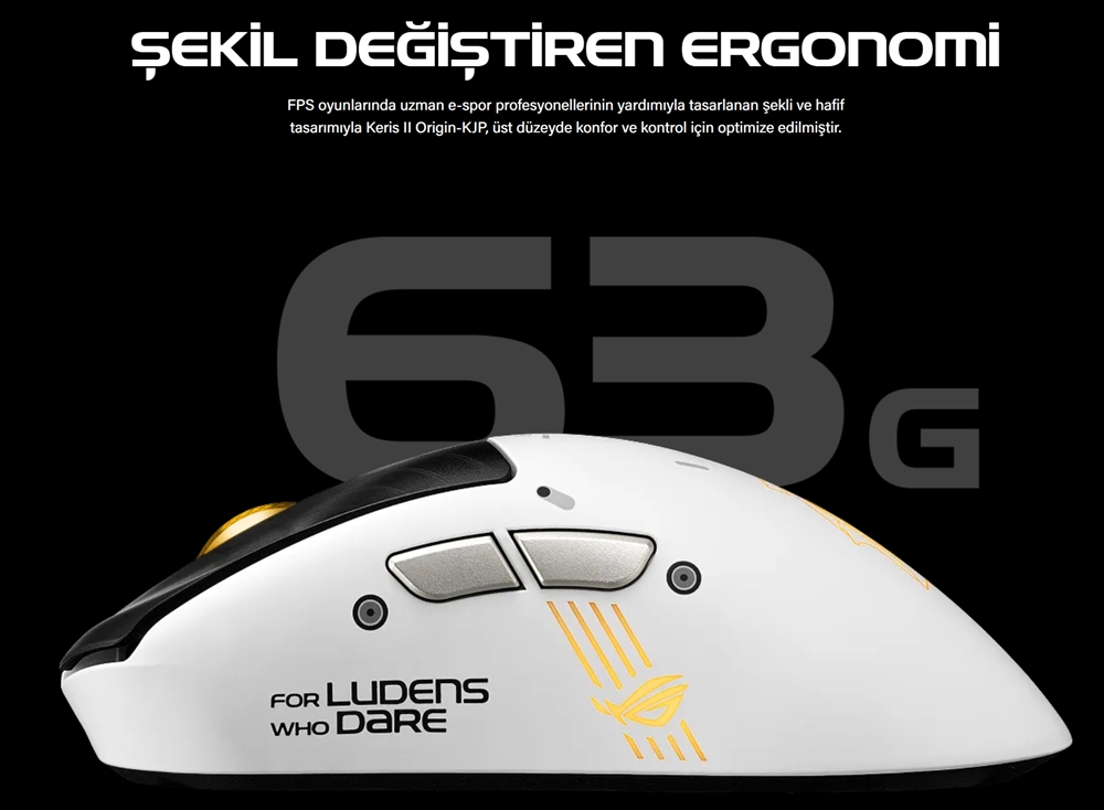 ASUS ROG Keris II Origin-KJP 90MP04L0-BMUA10 42.000DPI 63g Tri-Mode RGB Kojima Productions Gaming Mouse
