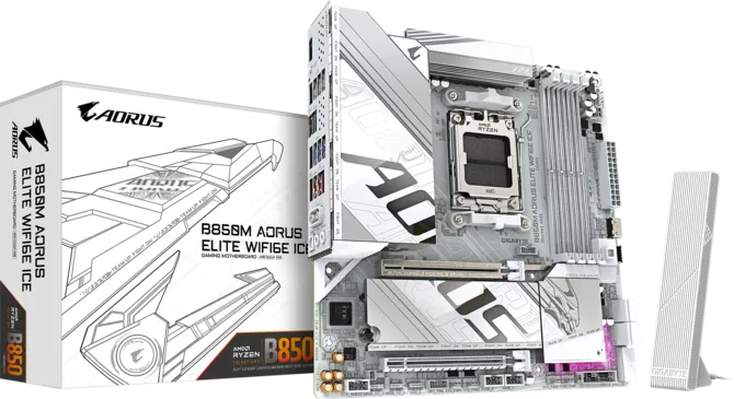 GIGABYTE B850M AORUS ELITE WIFI6E ICE WIFI6E DDR5 HDMI-DP PCIE 5.0 AM5 mATX BEYAZ