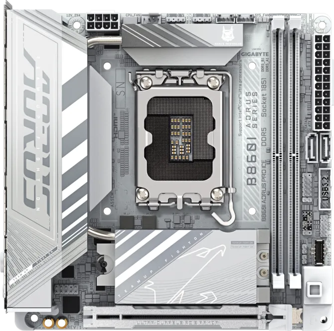 GIGABYTE B860I AORUS PRO ICE DDR5 HDMI-DP TYPEC PCIE 5.0 1851p mITX BEYAZ