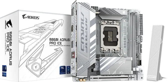 GIGABYTE B860I AORUS PRO ICE DDR5 HDMI-DP TYPEC PCIE 5.0 1851p mITX BEYAZ