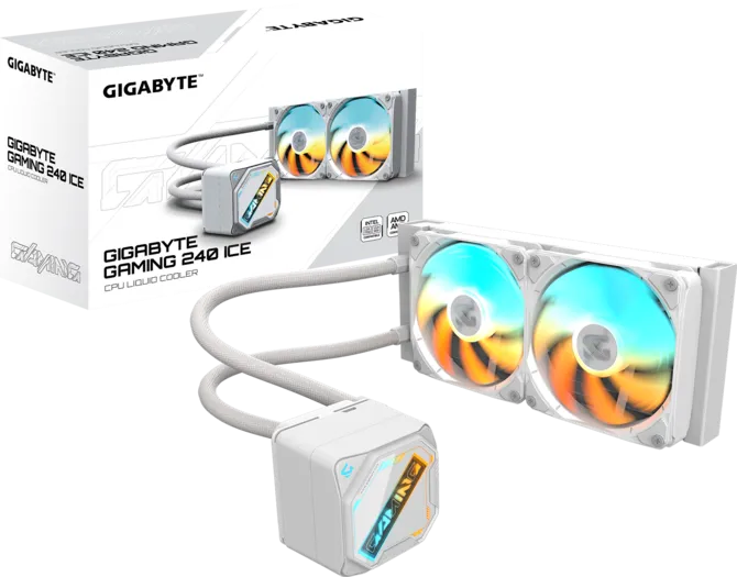 GIGABYTE 240MM GP-GIGABYTE GME 240 ICE ARGB AM5-1851p Sıvı Soğutmalı İşlemci Fanı Beyaz