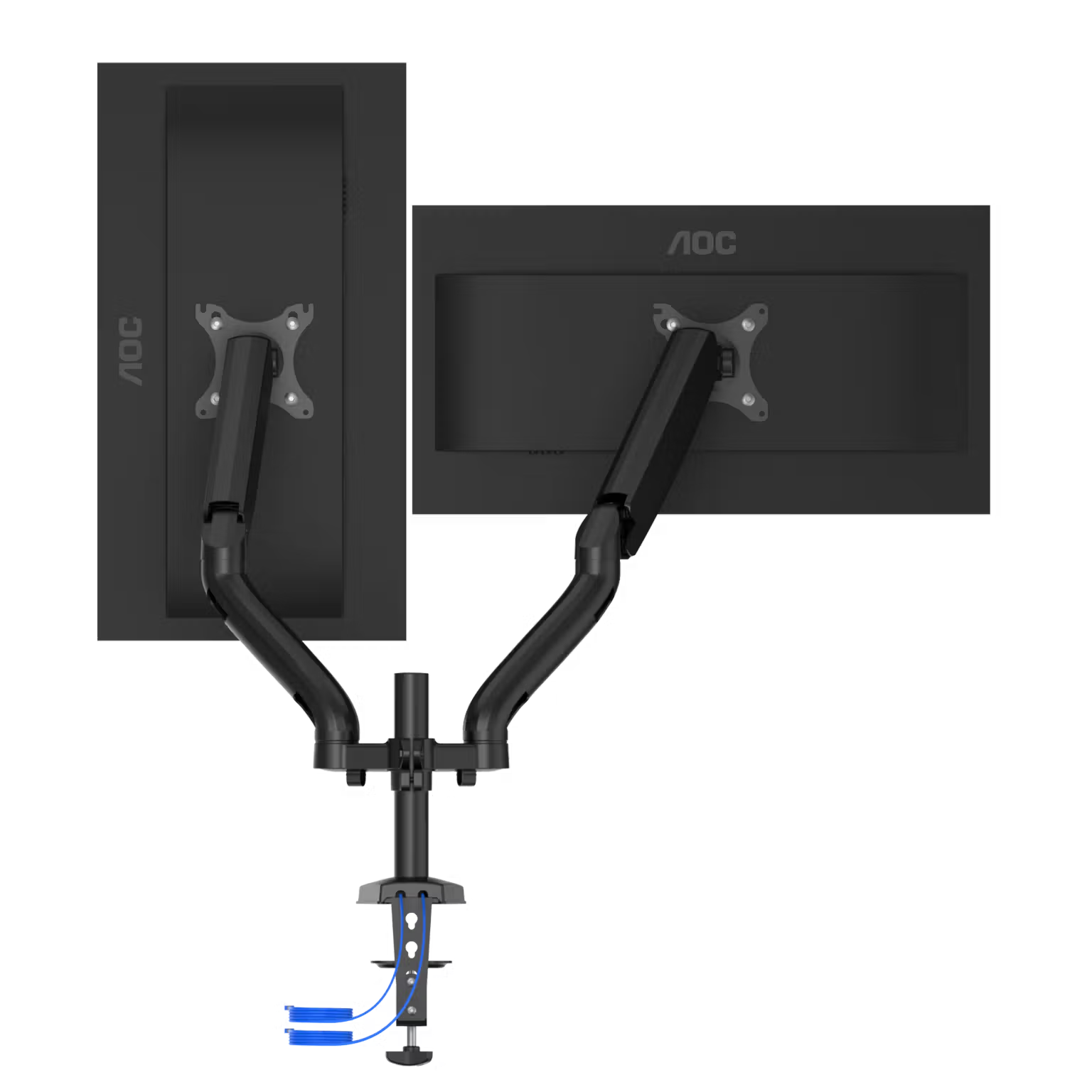 AOC AD110DX 13-32" 2x9kg VESA 75/100 Gas Spring USB 3.0 + USB-C Çift Monitör Askı Aparatı