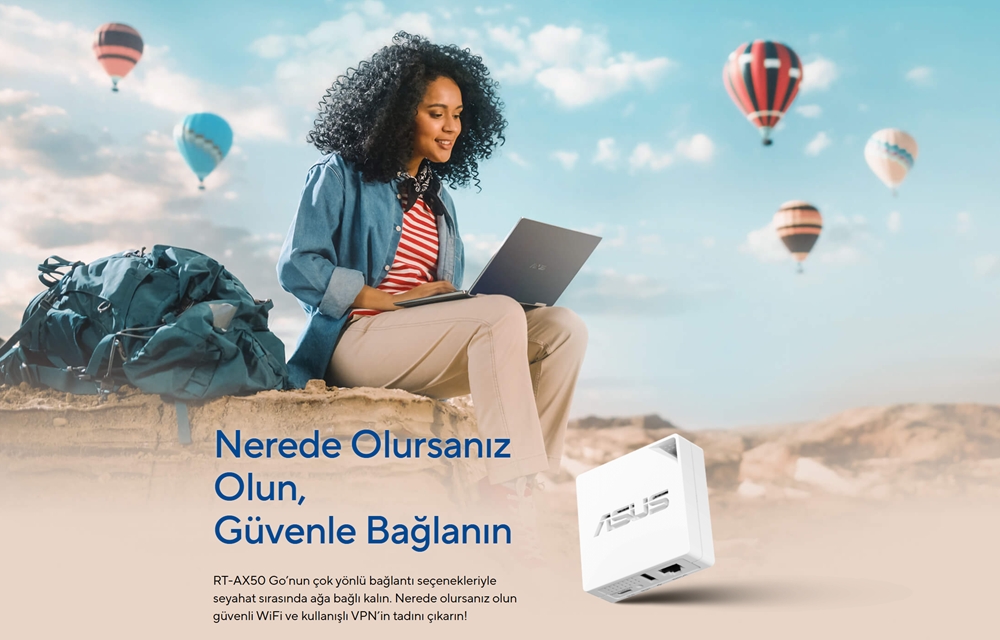 ASUS RT-AX50 GO WIFI6 AX1500 Çift Bant Mini Mobil Router