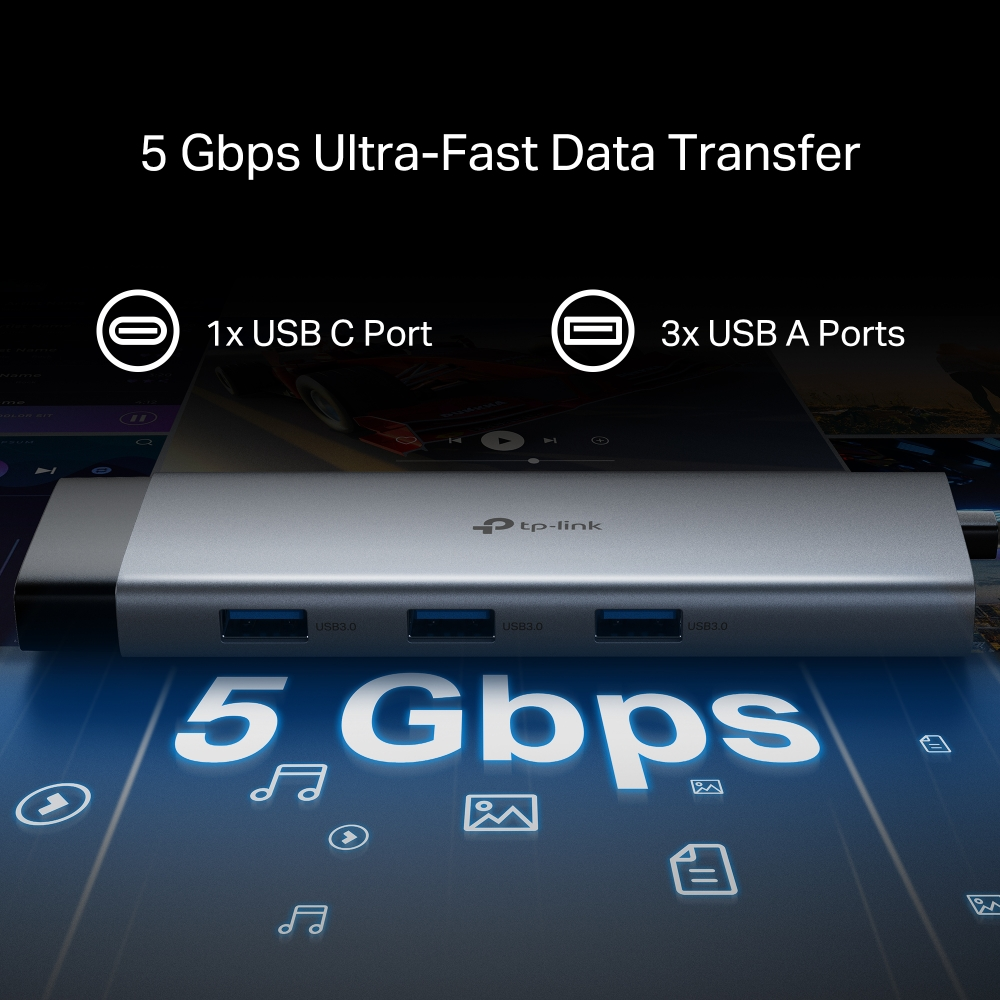 TP-LINK UH9120C USB Type-C 9'u 1 Arada Hub – 4K HDMI, Gigabit Ethernet, USB 3.0, SD/microSD Kart Okuyucu, 100W PD