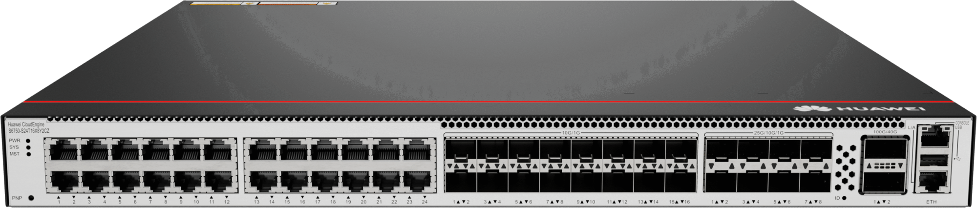 HUAWEI 24port-GE/16-SFP 10GbE SFP+/8-SFP 25GbE /2-SFP+ 100GbE QSFP28 Yönetilebilir Switch CloudEngine S6750-S24T16X8Y2CZ