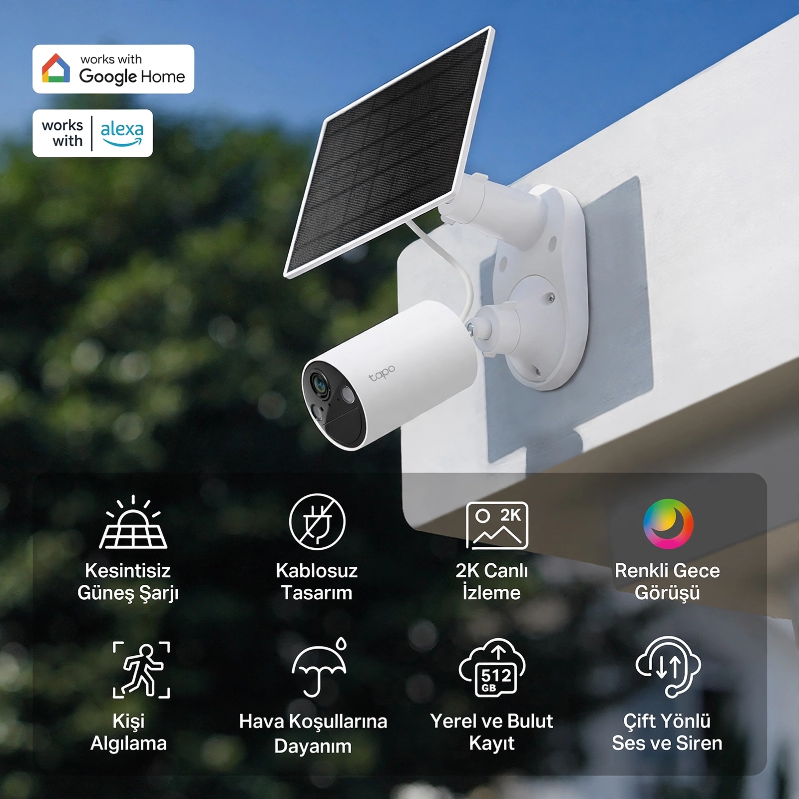 TP-LINK 3MP Bullet 3MM Wıfı Kablosuz Bataryalı Solar IP Kamera TAPO C410 KIT