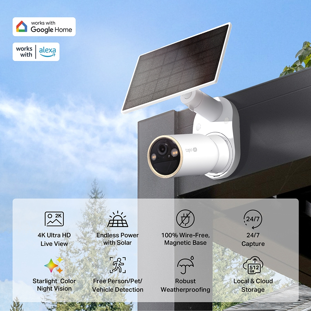 TP-LINK 8MP Bullet 3.1MM Wıfı Kablosuz Güneş Enerjili IP Kamera Tapo C460 KIT